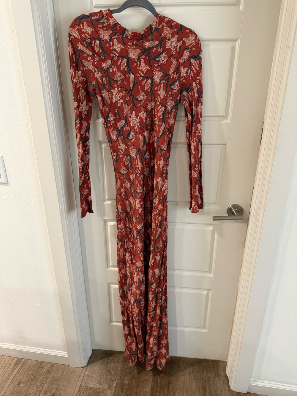 Doen Rust Red Floral Long-Sleeve Maxi Dress